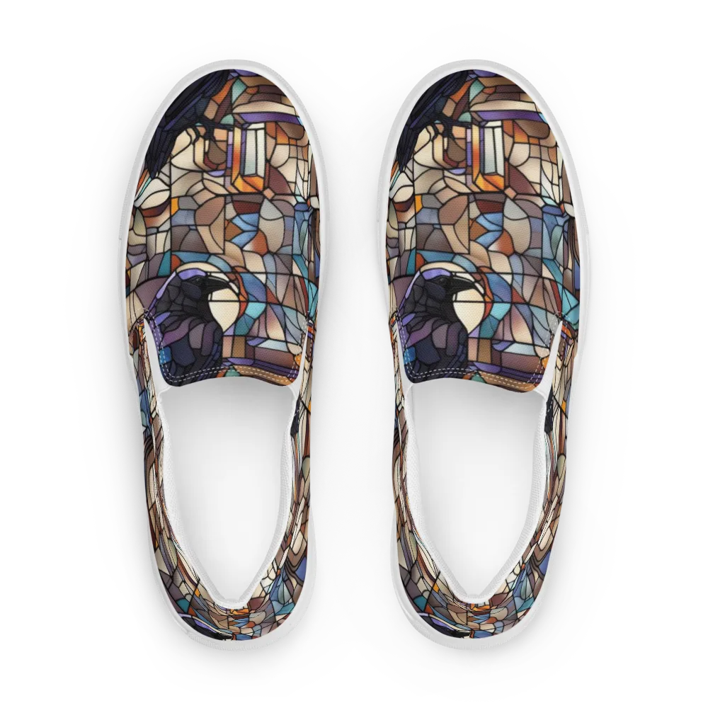 Raven Rose Window on Men's Slip-On Canvas Shoes — Front