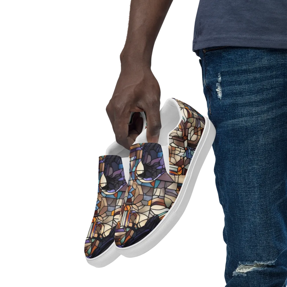 Raven Rose Window on Men's Slip-On Canvas Shoes — Left Front