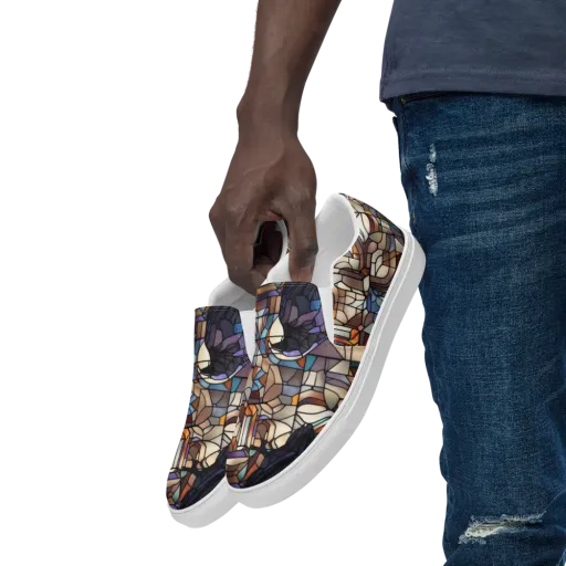 Raven Rose Window on a Men's Slip-On Canvas Shoes
