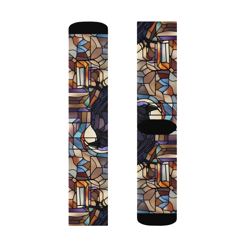 Raven Rose Window on Socks — Left Sock