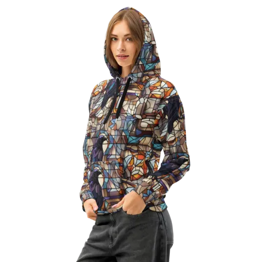 Raven Rose Window on a Cotton Hoodie