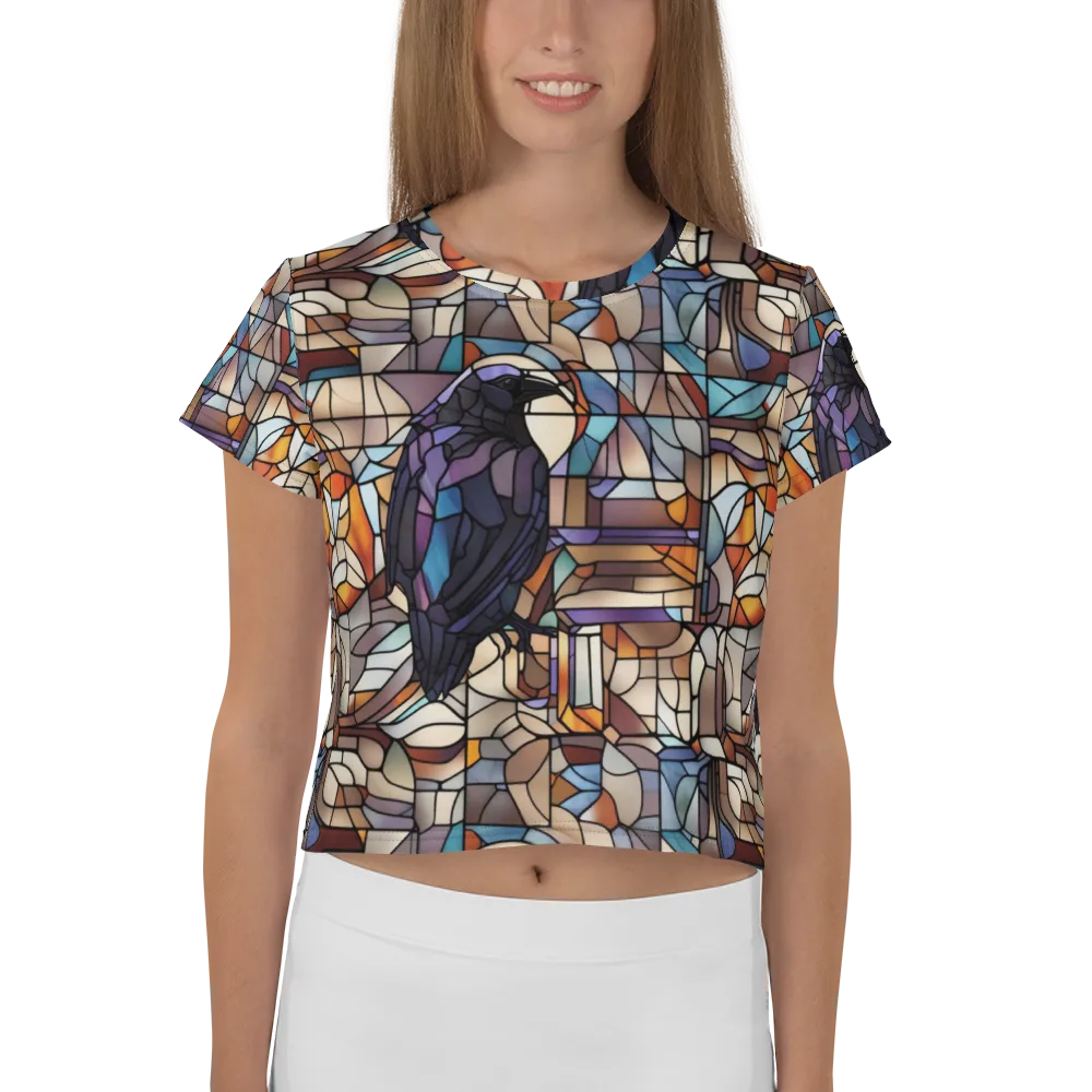 Raven Rose Window on Crop Tee — Front