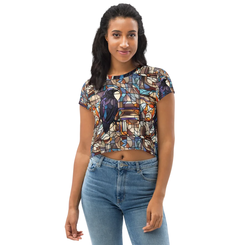 Raven Rose Window on Crop Tee — Front