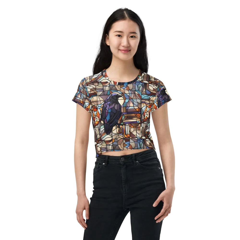 Raven Rose Window on Crop Tee — Front