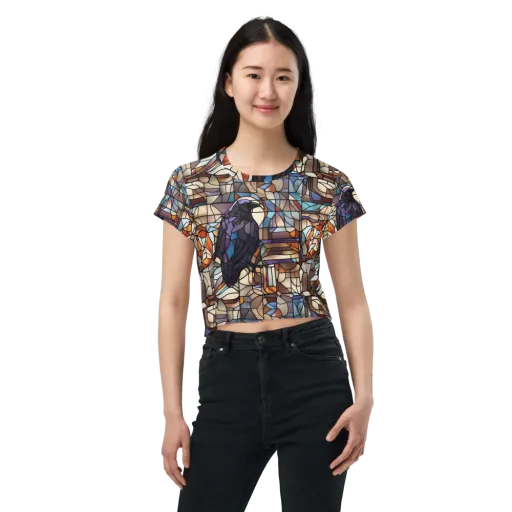 Raven Rose Window on a Crop Tee