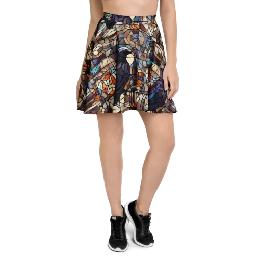 Raven Rose Window on a Skater Skirt