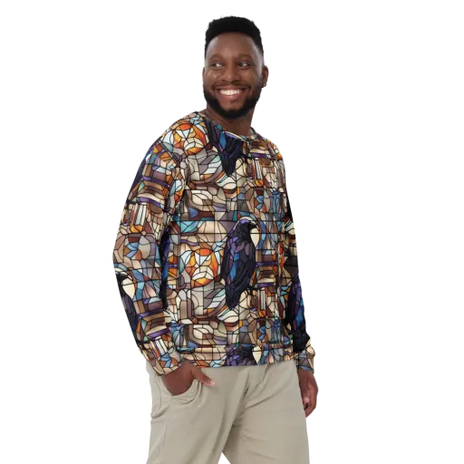 Raven Rose Window on a Sweatshirt