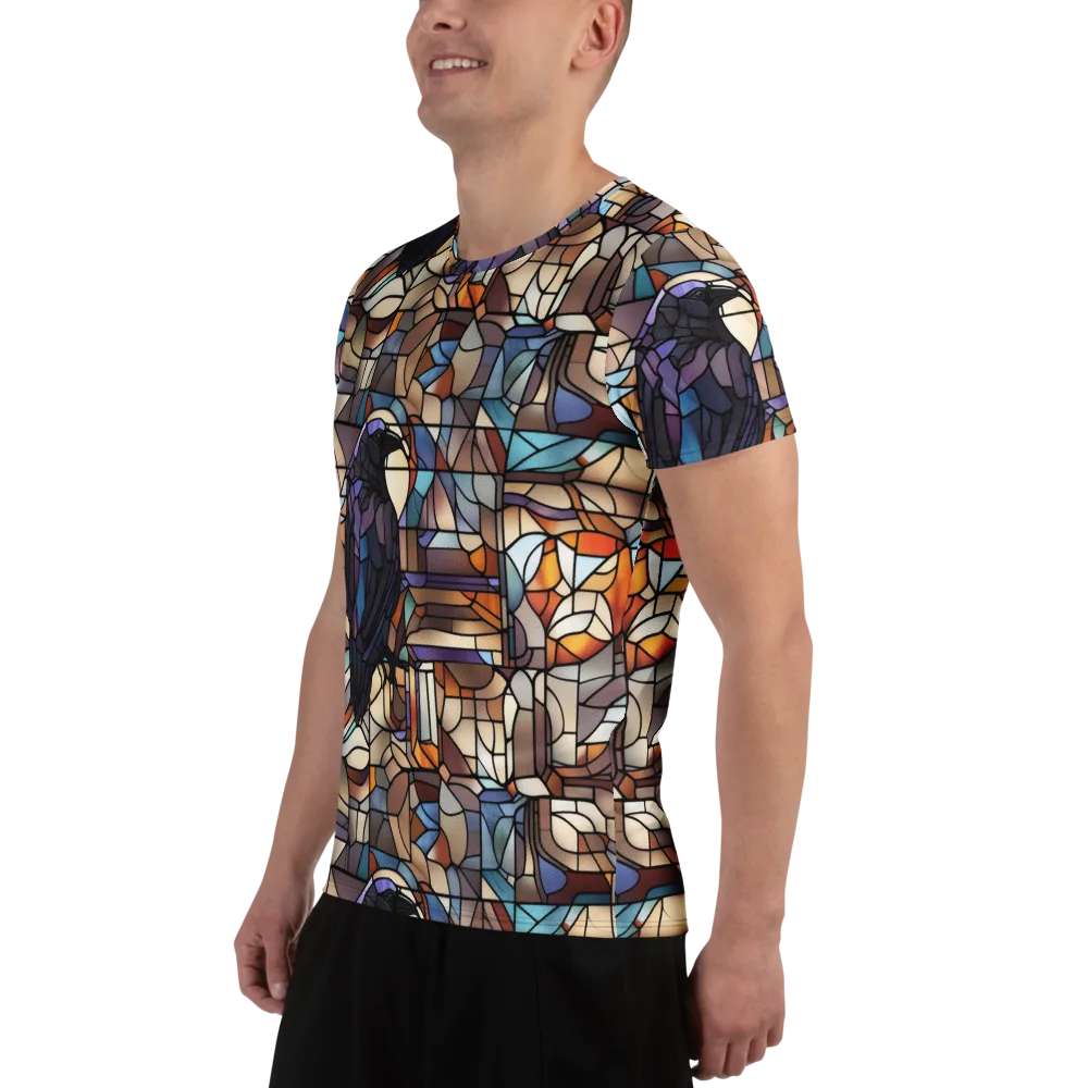 Raven Rose Window on Men's Athletic T-Shirt — Left