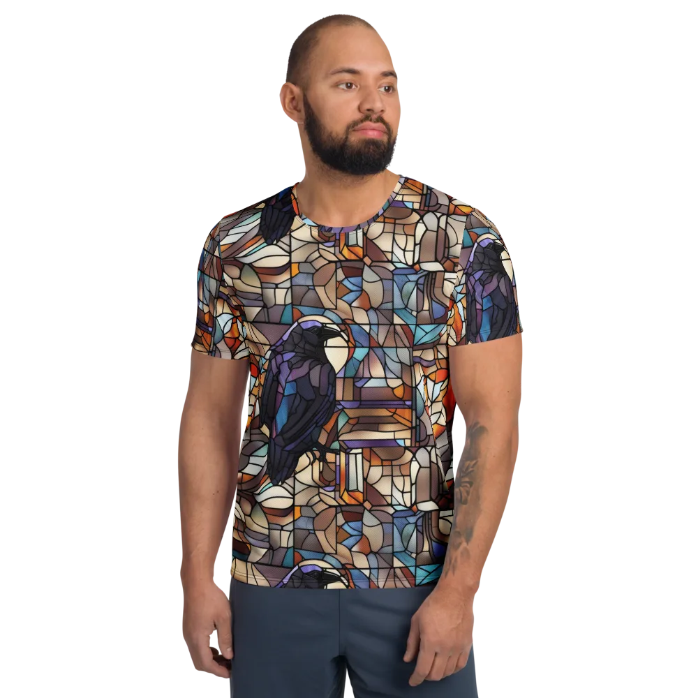 Raven Rose Window on Men's Athletic T-Shirt — Front