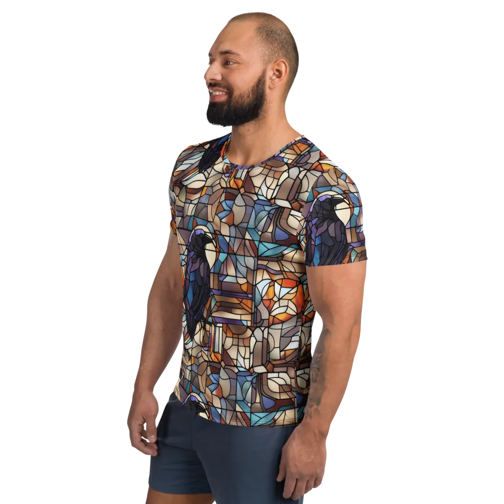 Raven Rose Window on Men's Athletic T-Shirt — Left