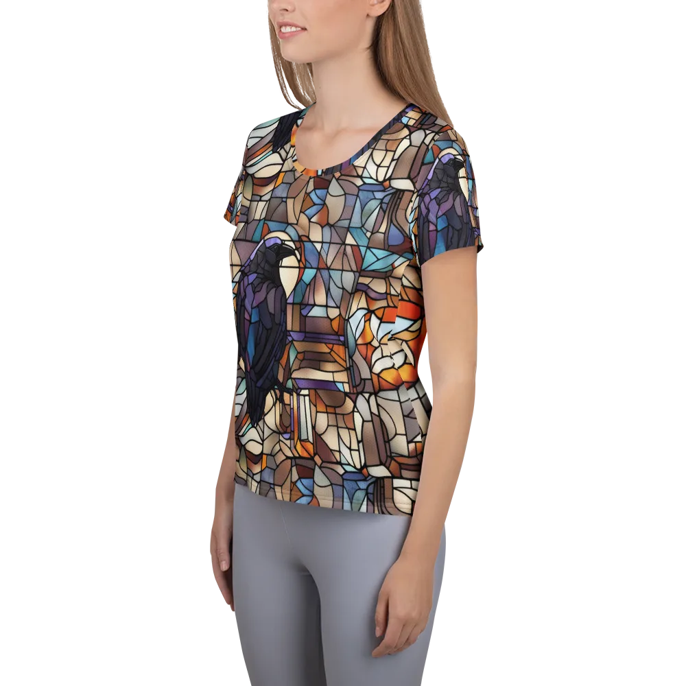 Raven Rose Window on Women's Athletic T-Shirt — Left