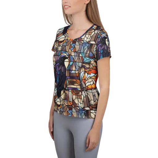 Raven Rose Window on a Women's Athletic T-Shirt