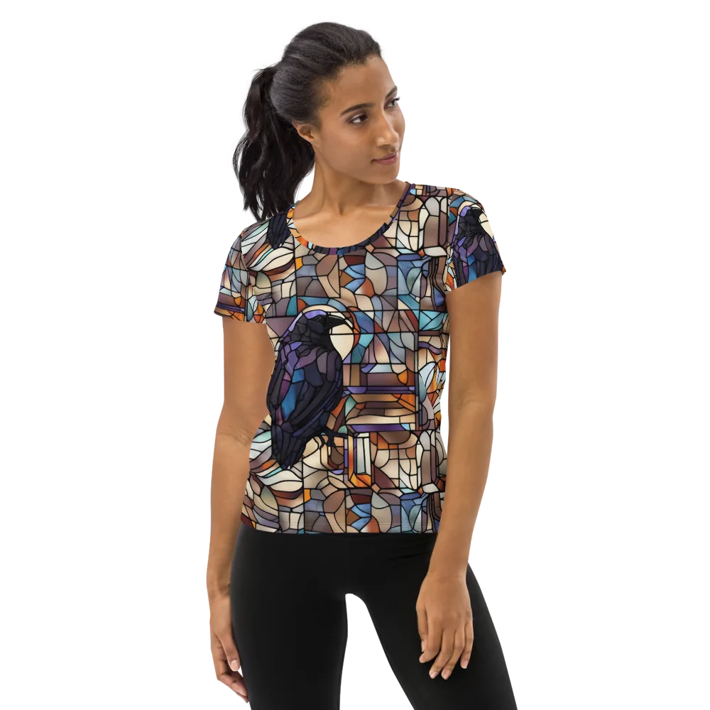 Raven Rose Window on Women's Athletic T-Shirt — Front