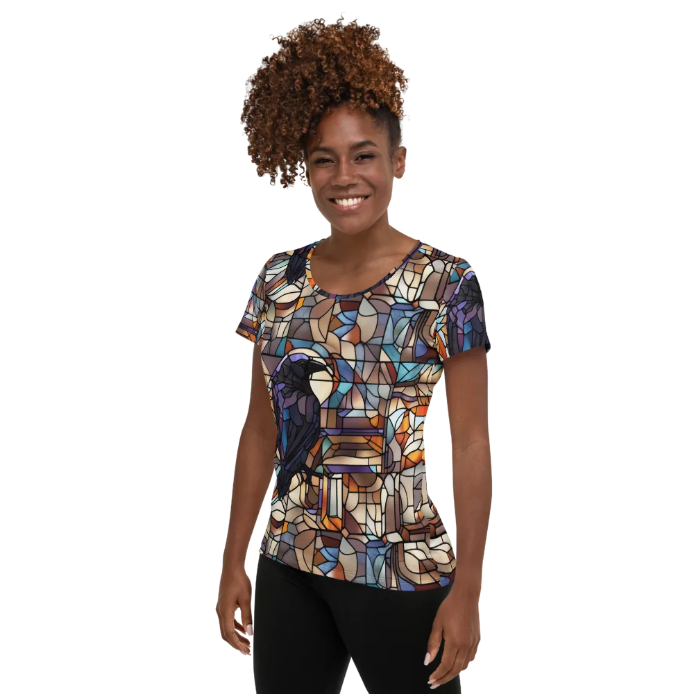 Raven Rose Window on Women's Athletic T-Shirt — Left