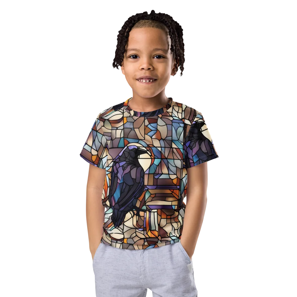 Raven Rose Window on Kids Crew Neck T-Shirt — Front