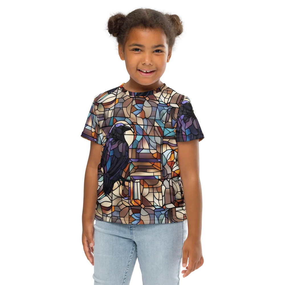Raven Rose Window on Kids Crew Neck T-Shirt — Front