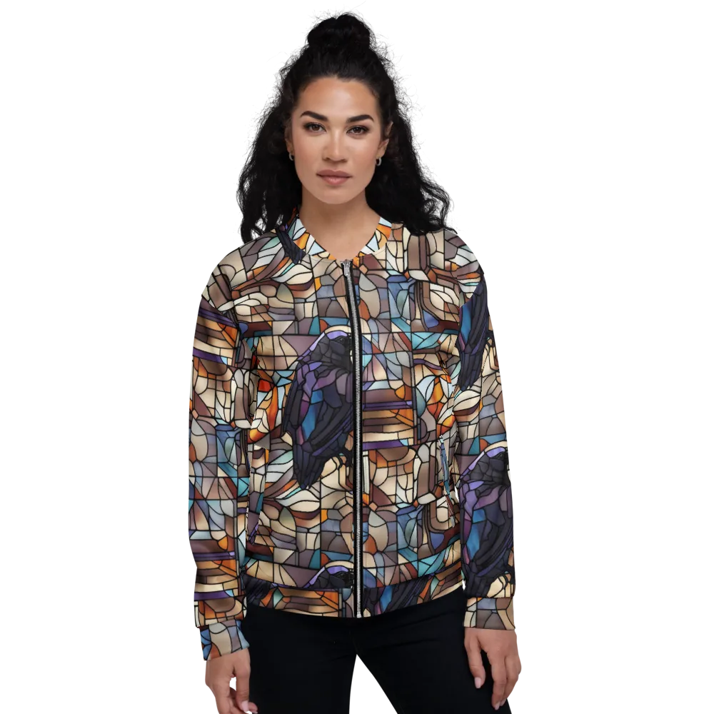Raven Rose Window on Bomber Jacket — Front