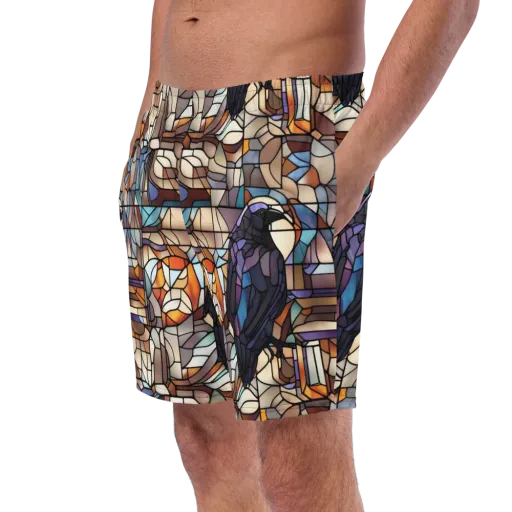 Raven Rose Window on a Swim Trunks