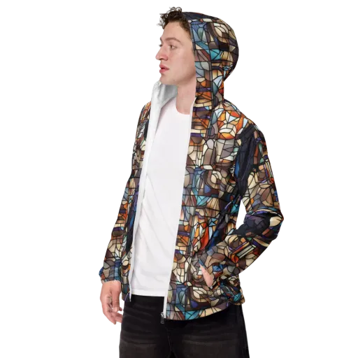 Raven Rose Window on a Men's Windbreaker