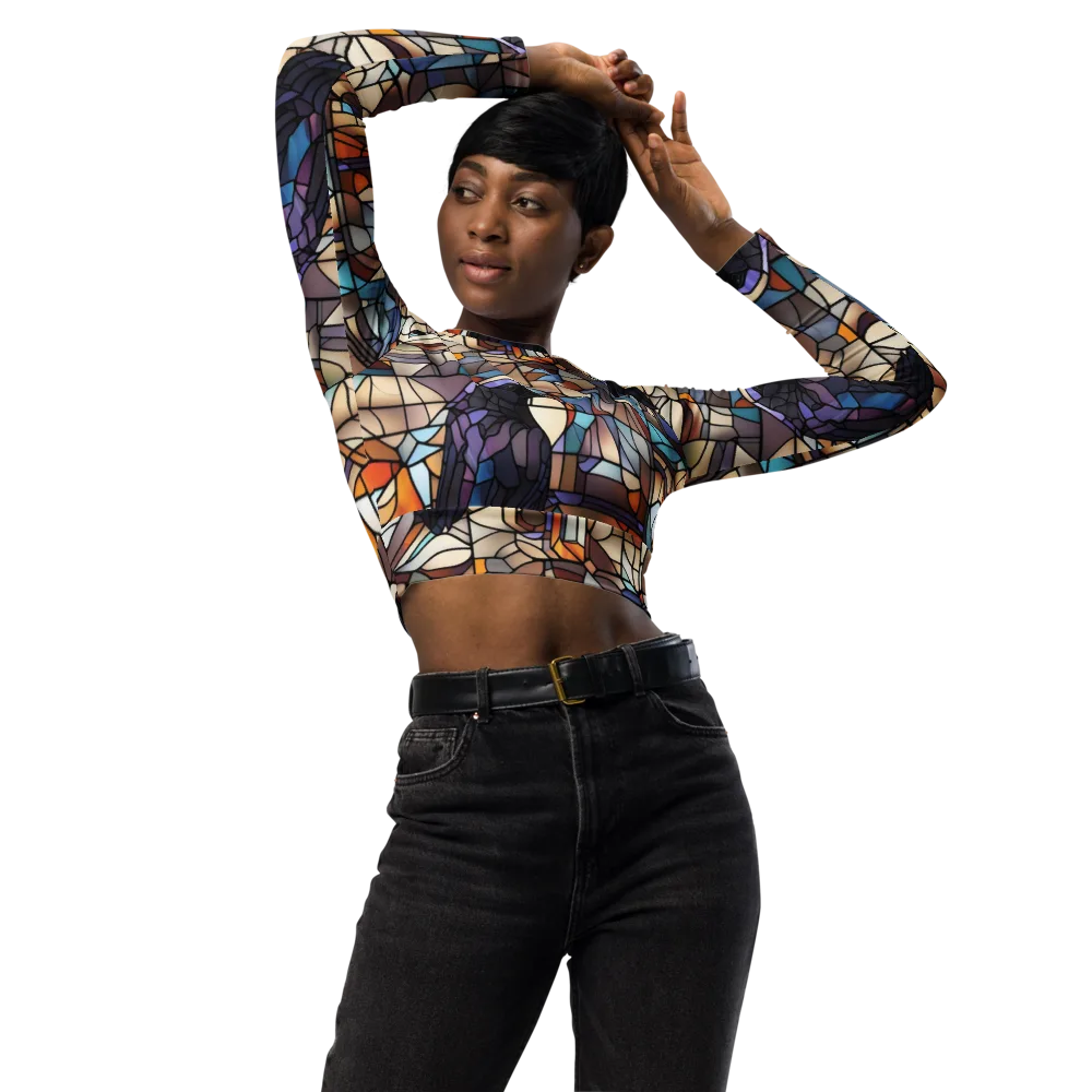 Raven Rose Window on Long Sleeve Crop Top — Front