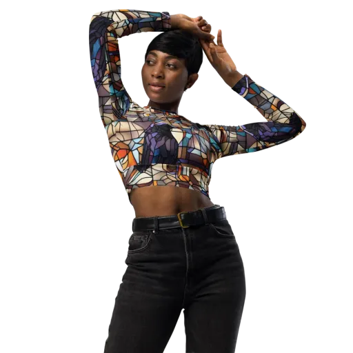 Raven Rose Window on a Long Sleeve Crop Top