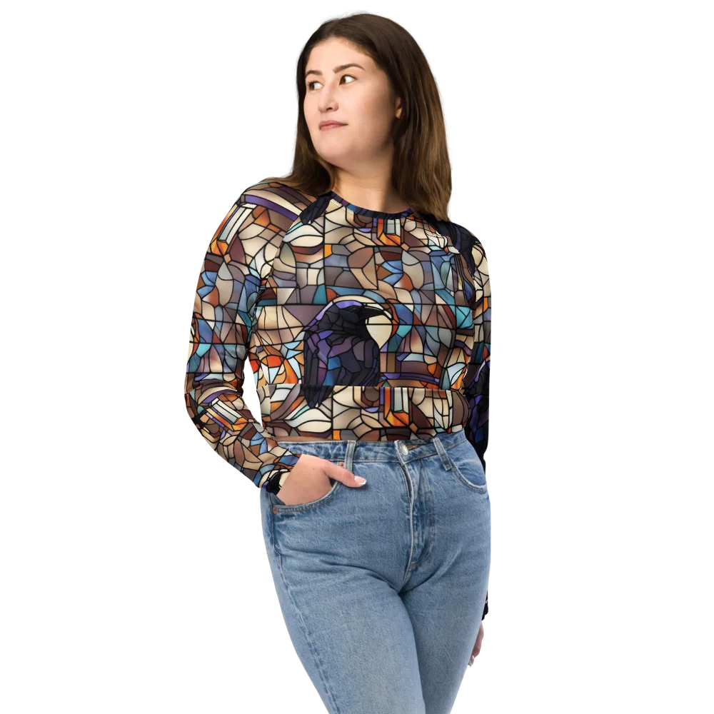 Raven Rose Window on Long Sleeve Crop Top — Front