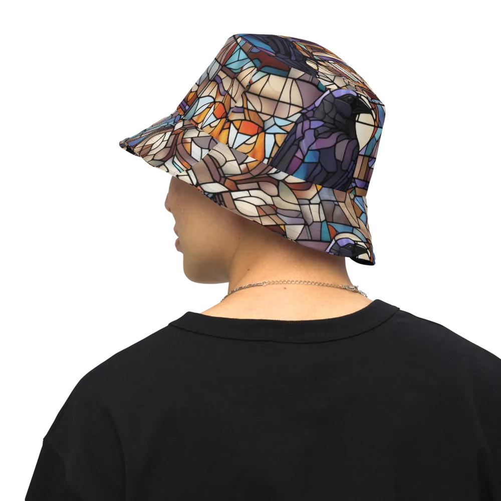 Raven Rose Window on Reversible Bucket Hat — Back Inside