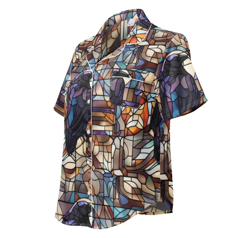 Raven Rose Window on Women's Short Sleeve Pajama Top — Left Front
