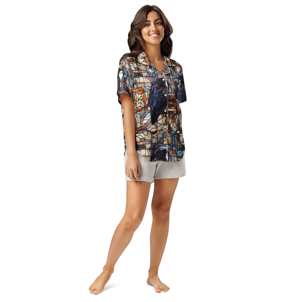 Raven Rose Window on Women's Short Sleeve Pajama Top — Front