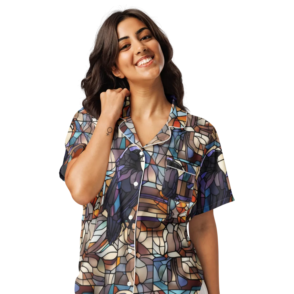 Raven Rose Window on Women's Short Sleeve Pajama Top — Front