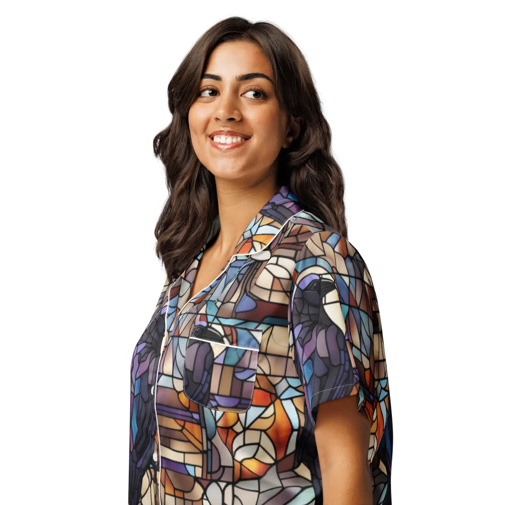 Raven Rose Window on Women's Short Sleeve Pajama Top — Left Front