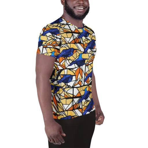 Stained Sky on a Men's Athletic T-Shirt