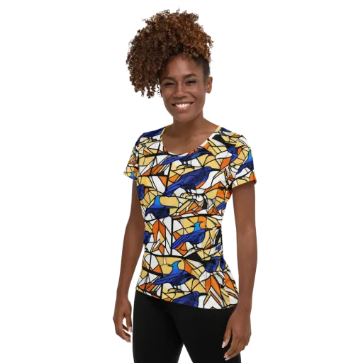 Stained Sky on a Women's Athletic T-Shirt