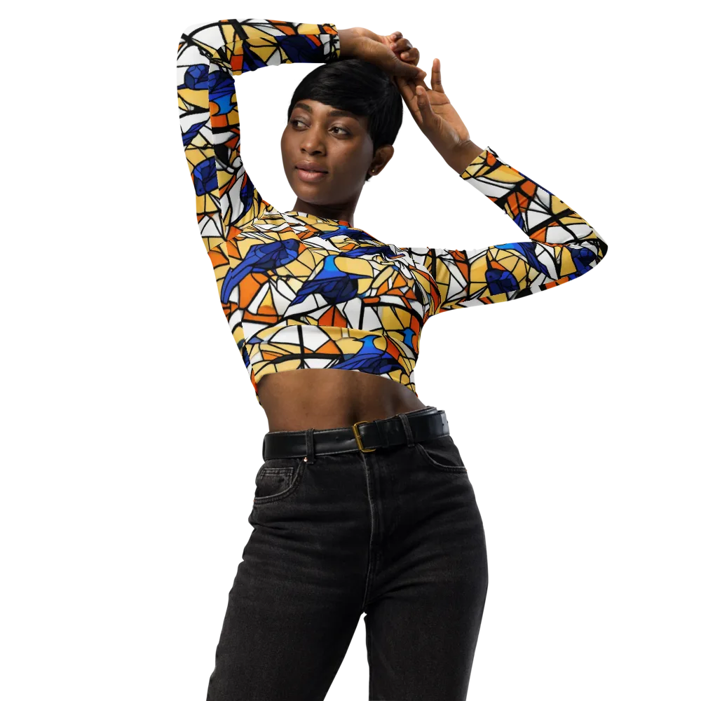Stained Sky on Long Sleeve Crop Top — Front