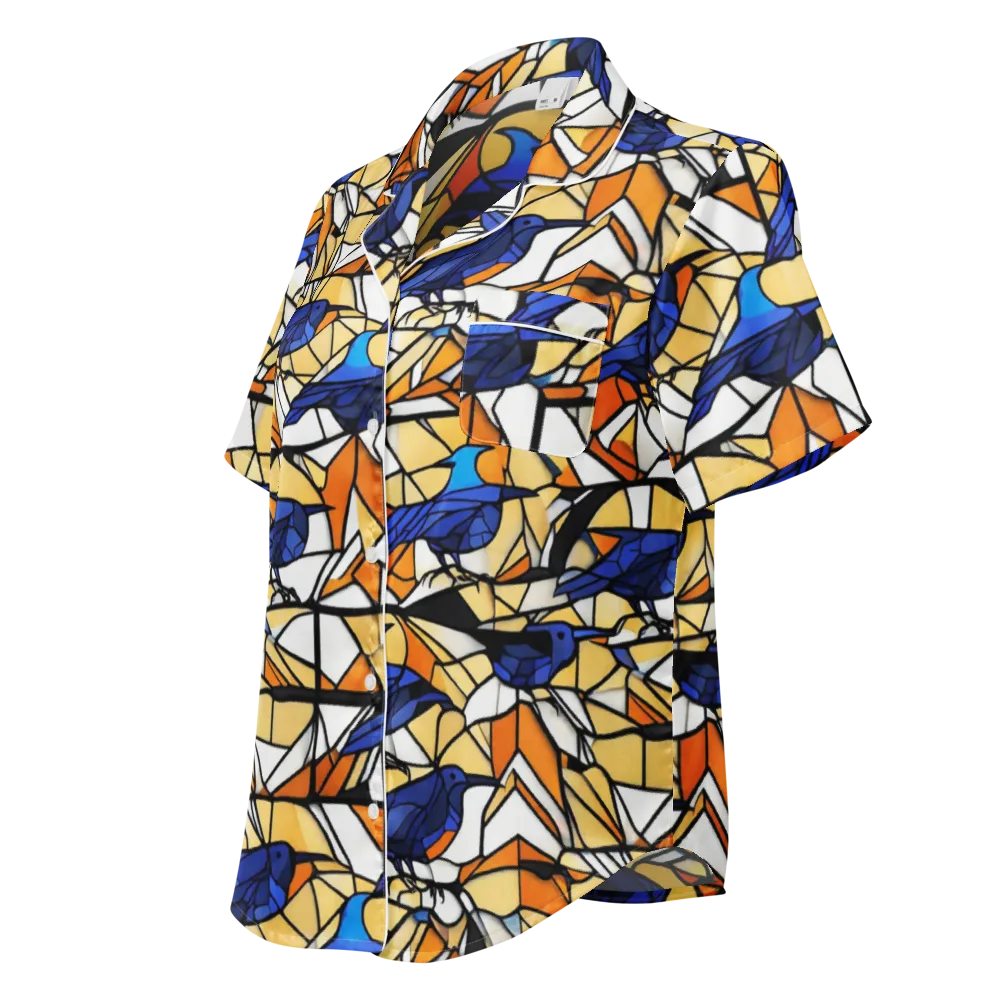 Stained Sky on Women's Short Sleeve Pajama Top — Left Front