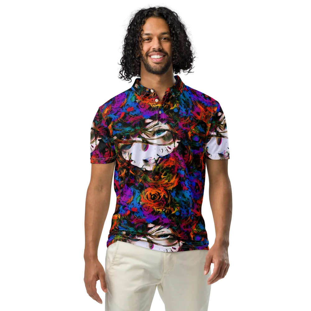 Sultry Smoke on Men's Slim Fit Polo Shirt — Front