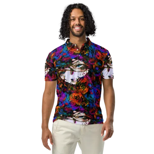 Sultry Smoke on a Men's Slim Fit Polo Shirt