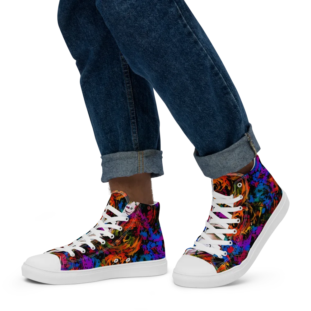 Sultry Smoke on Men's High Top Canvas Shoes — Left