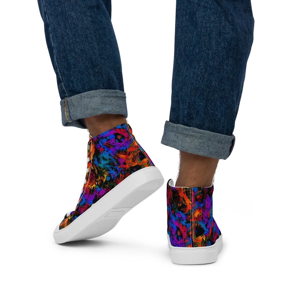 Sultry Smoke on Men's High Top Canvas Shoes — Back