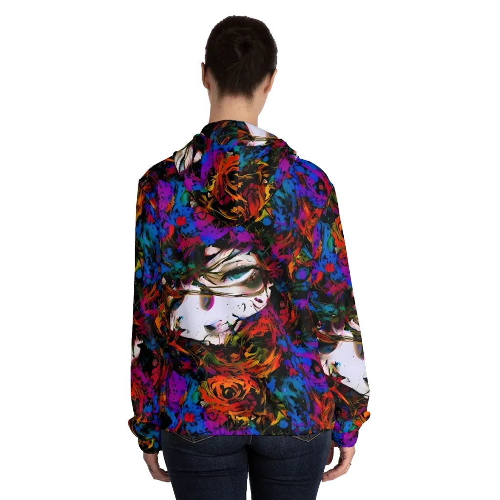 Sultry Smoke on Women's Full-Zip Hoodie — Back On Person