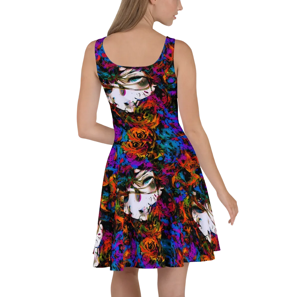 Sultry Smoke on Skater Dress — Back