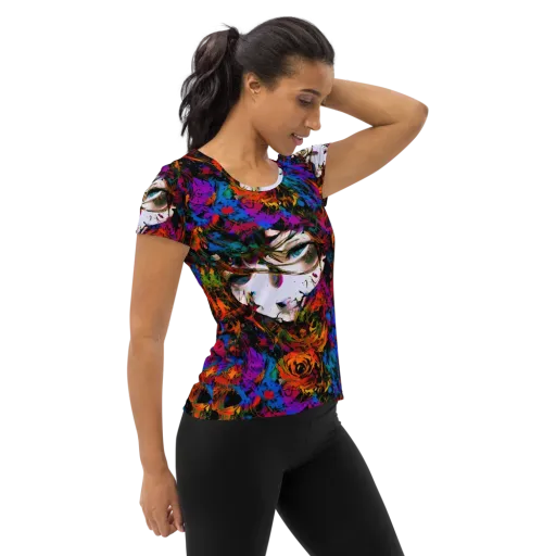 Sultry Smoke on a Women's Athletic T-Shirt