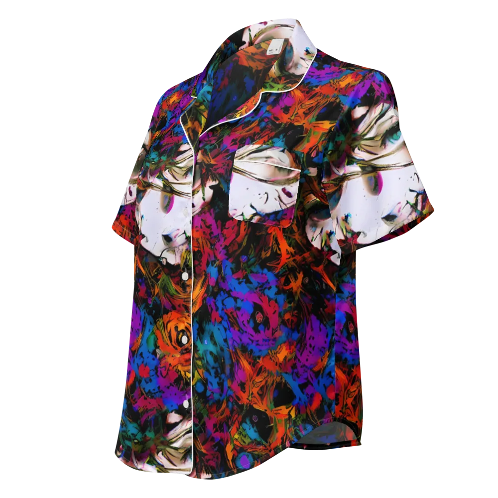 Sultry Smoke on Women's Short Sleeve Pajama Top — Left Front