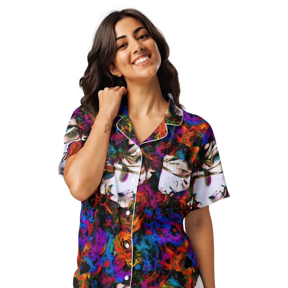 Sultry Smoke on Women's Short Sleeve Pajama Top — Front