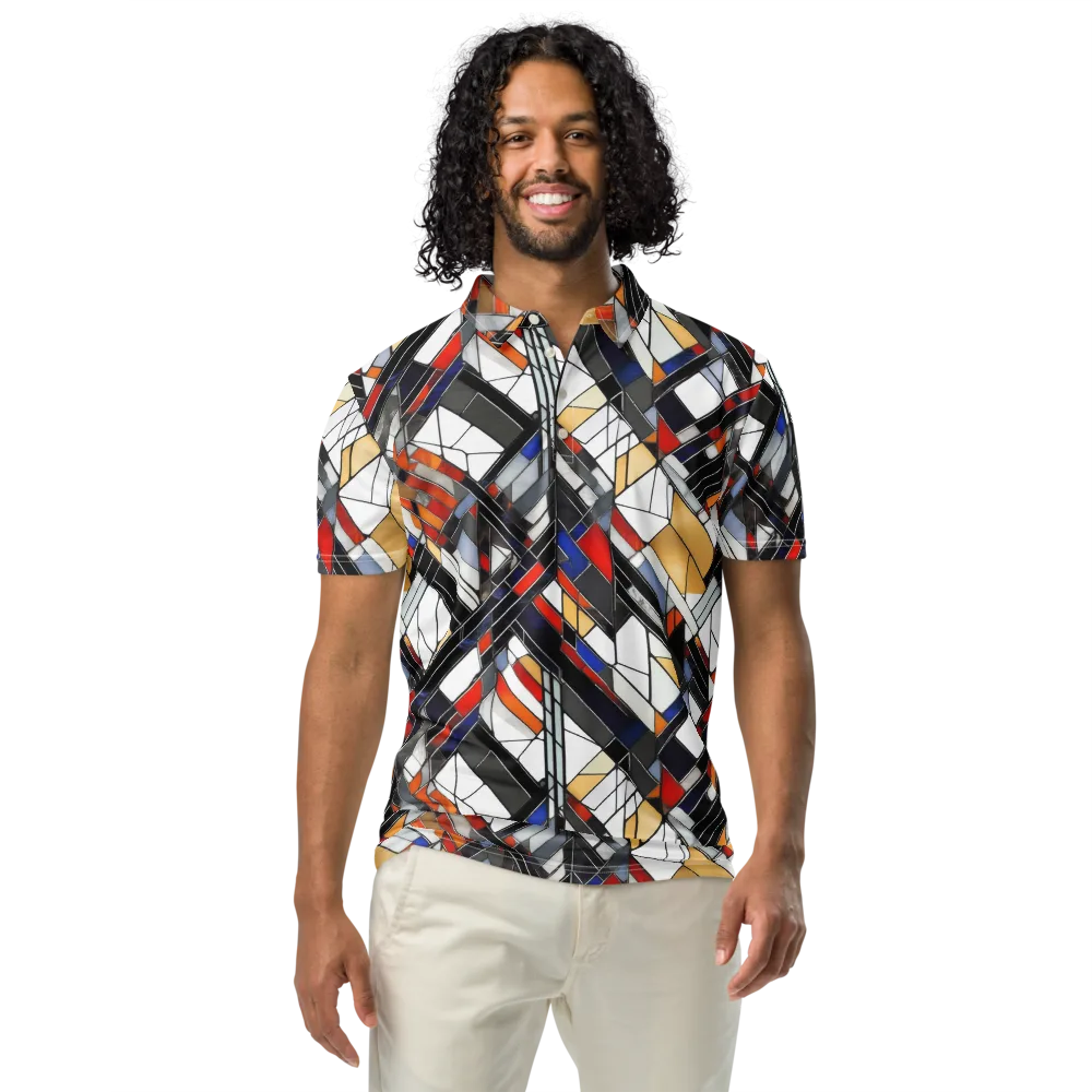 Stained Geometry on Men's Slim Fit Polo Shirt — Front