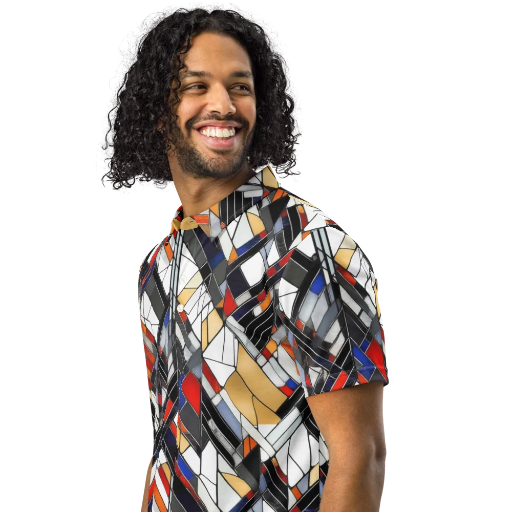 Stained Geometry on Men's Slim Fit Polo Shirt — Left Front