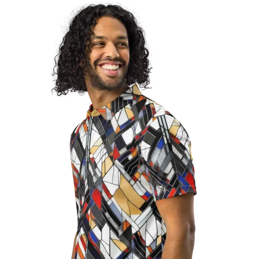 Stained Geometry on a Men's Slim Fit Polo Shirt