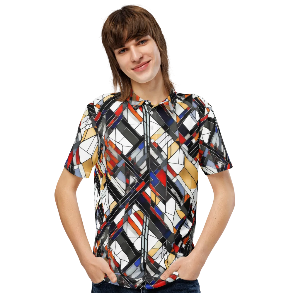Stained Geometry on Men's Slim Fit Polo Shirt — Front