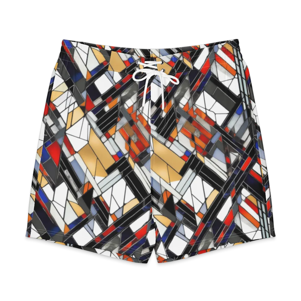 Stained Geometry on Men's Board Shorts — Front