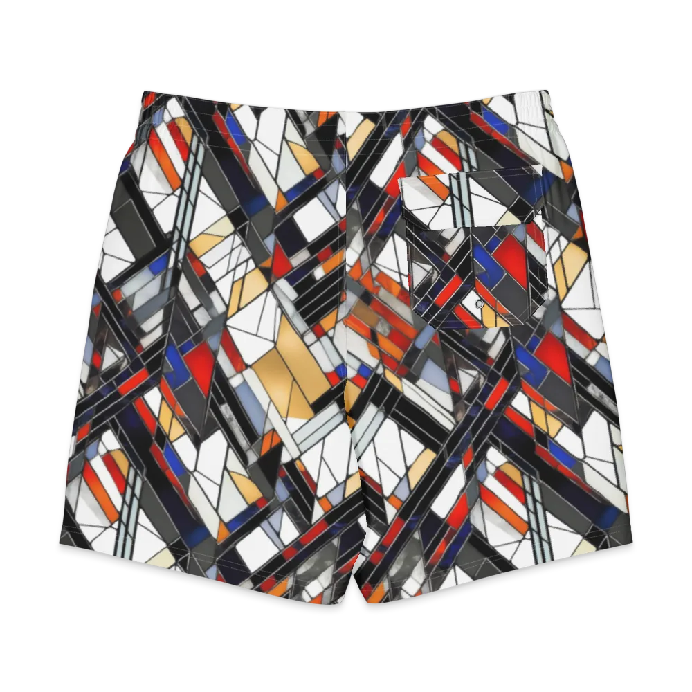 Stained Geometry on Men's Board Shorts — Back
